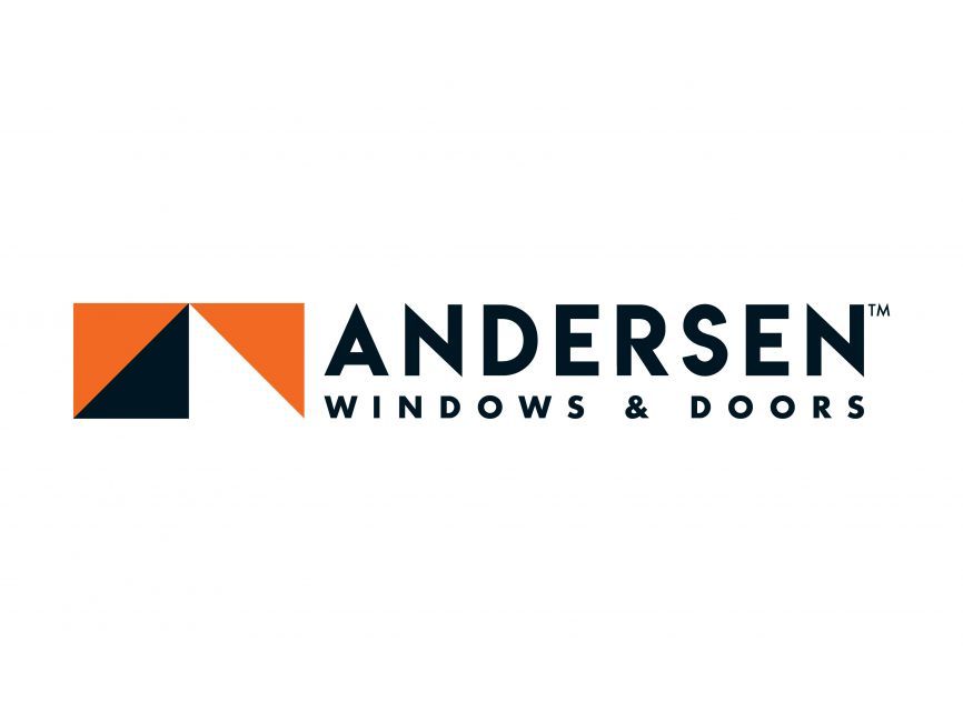 Andersen Windows & Doors logo in black and orange on white background