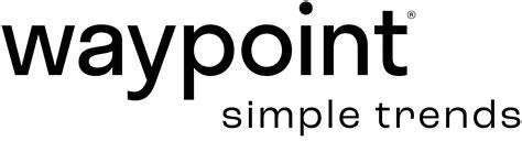 Waypoint logo with black text and gray “simple trends” tagline on white background