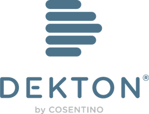 DEKTON by Cosentino logo in blue-gray with stacked horizontal bars above the wordmark