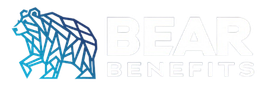 The logo for bear benefits shows a bear made of triangles.