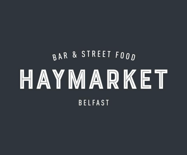 A logo for haymarket bar and street food belfast