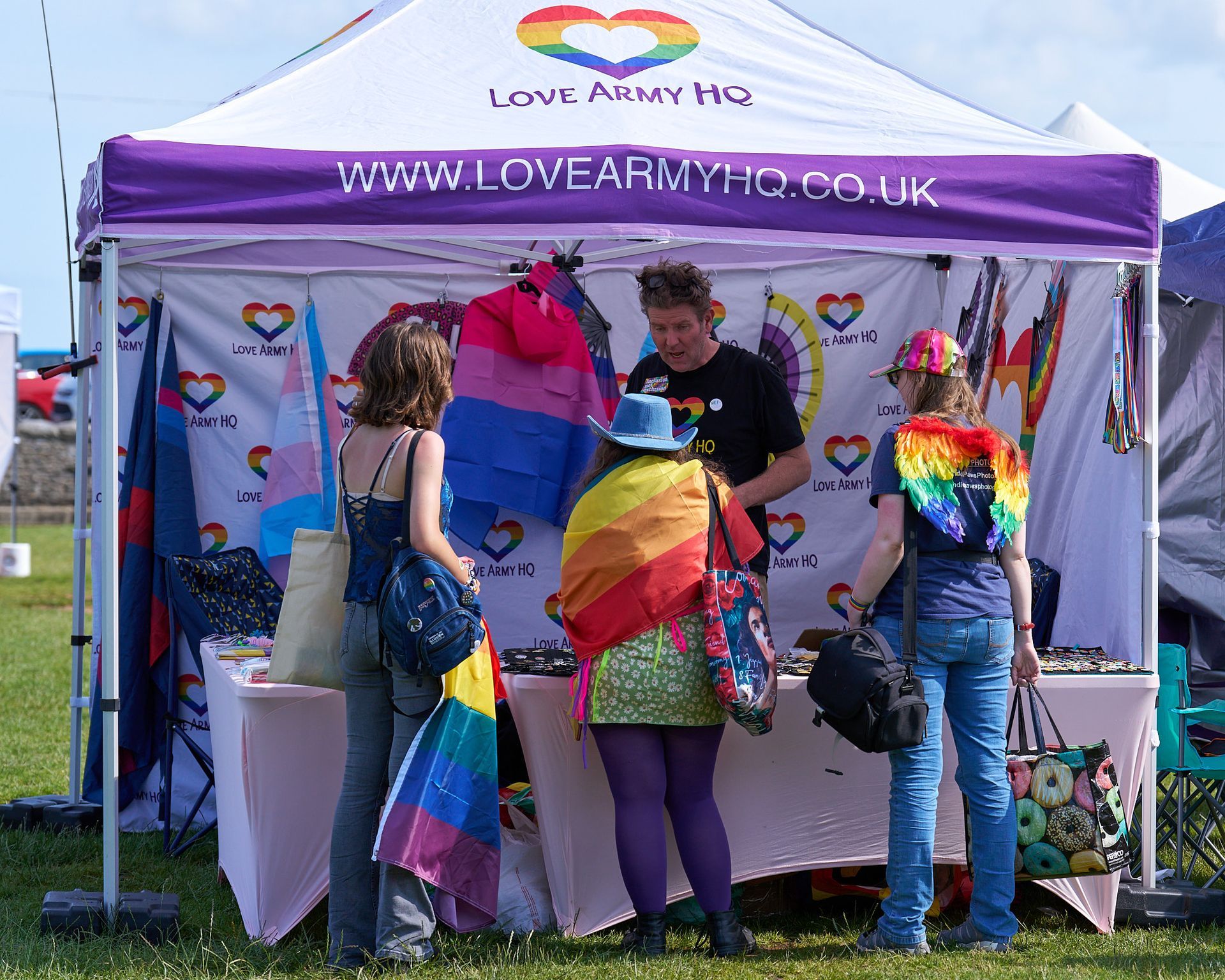 A colourful Rainbow stall from love army