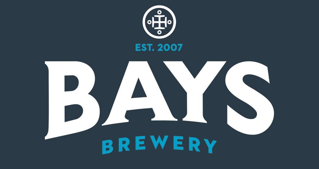 A logo in Blues and Whites for Bays Brewery 
