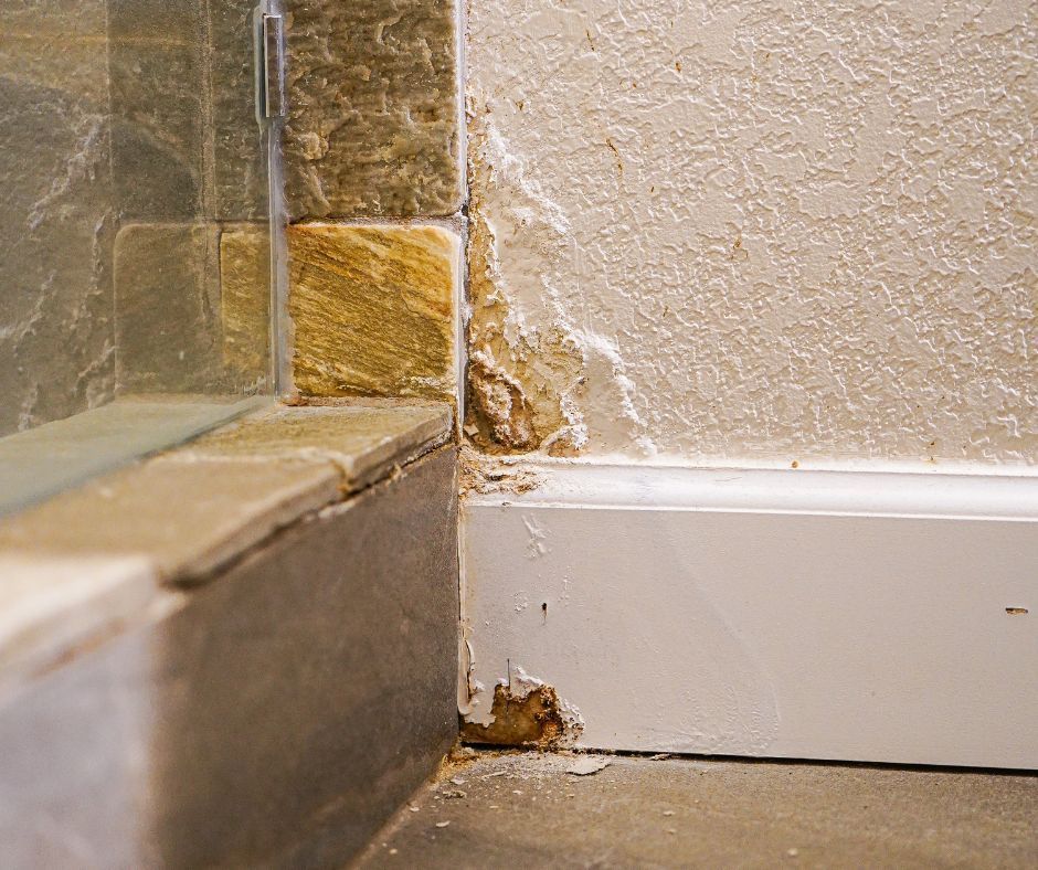 Sign of water leakage at the baseboards