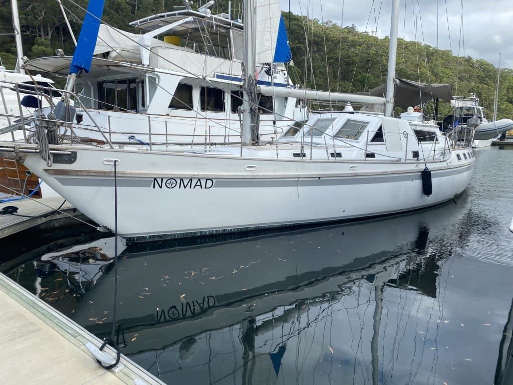 A white sailboat named 