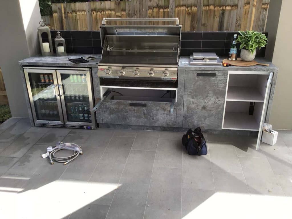 Outdoor BBQ kitchen natural gas install