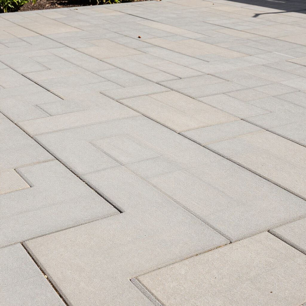 Light gray rectangular paving stones in a diagonal pattern.