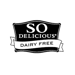 A black and white logo for so delicious dairy free.