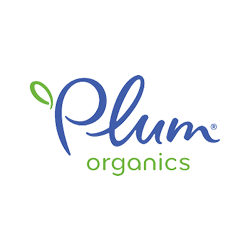 The plum organics logo is blue and green on a white background.