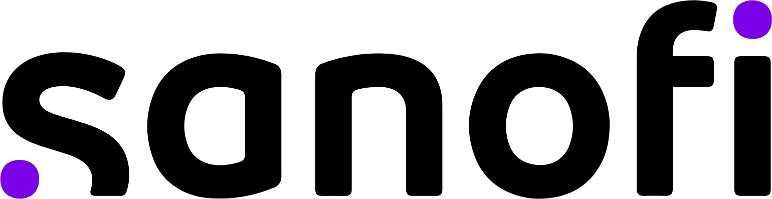 A black and purple logo for sonofi on a white background.