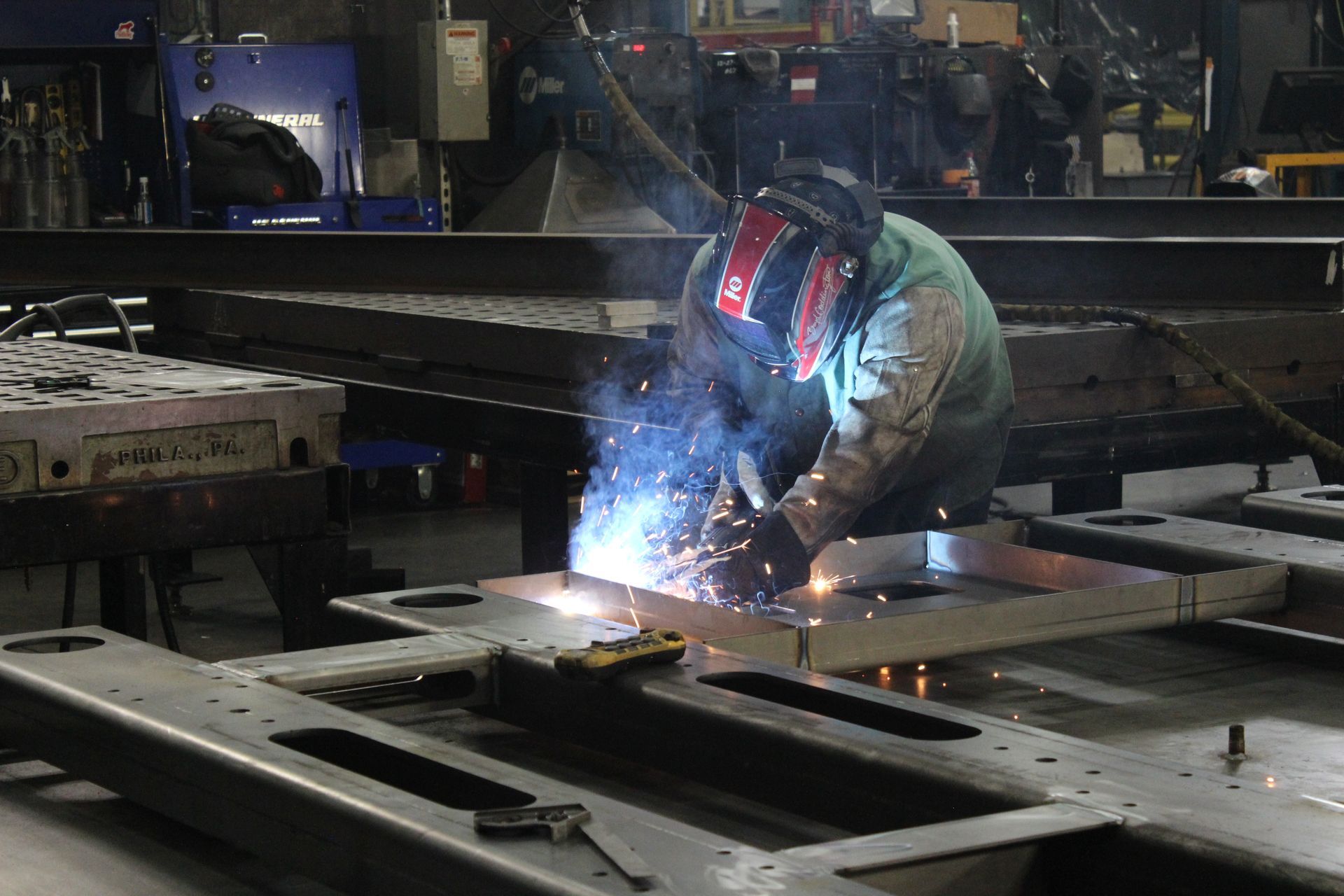Fabrication of structural steel components following strict ISO and quality assurance standards.