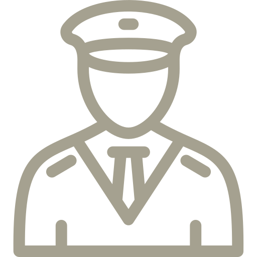 An icon of a man wearing a hat and tie.
