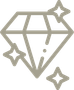 A diamond with two stars around it on a white background.
