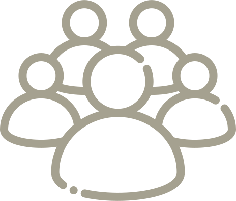 A group of people standing next to each other on a white background.
