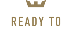 The word ready is on a white background with a crown.