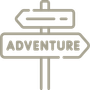 A sign that says adventure on it with two arrows pointing in opposite directions.