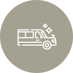 A line drawing of a van with the hood open.