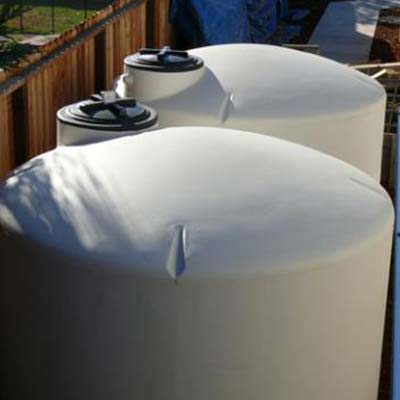 Two White Water Tanks — Redding, CA — Dino’s Rain Gutters Two White Water Tanks — Redding, CA — Dino’s Rain Gutters