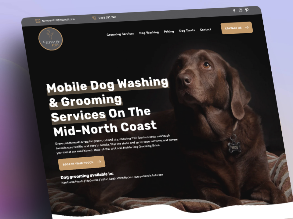 Mobile dog washing website within the pet niche created by the web designers at Social Space