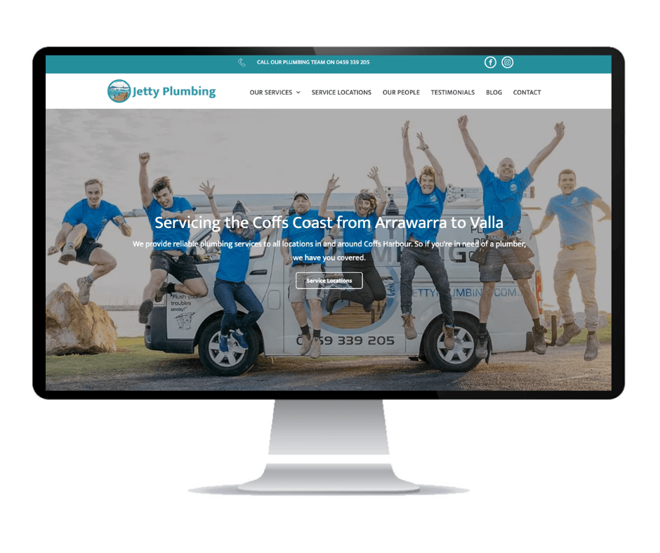 Plumbing web design for Jetty plumbing designed by Social Space