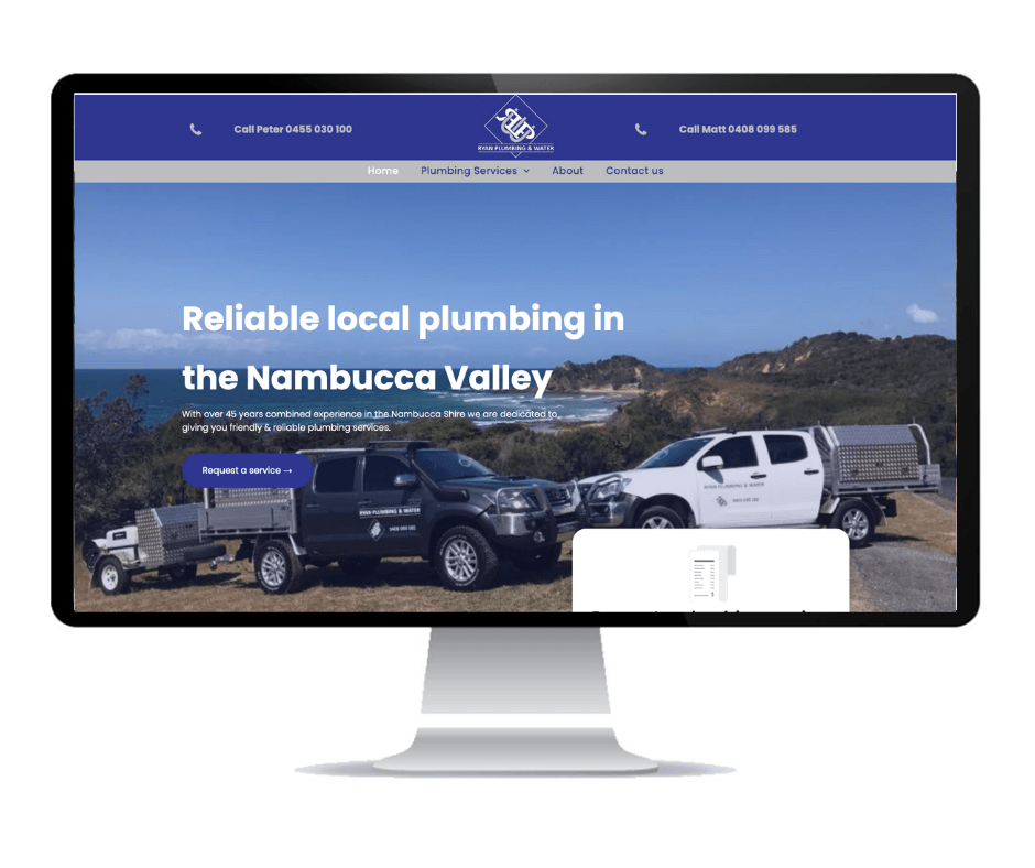 Plumbing web design for Ryan Plumbing designed by Social Space