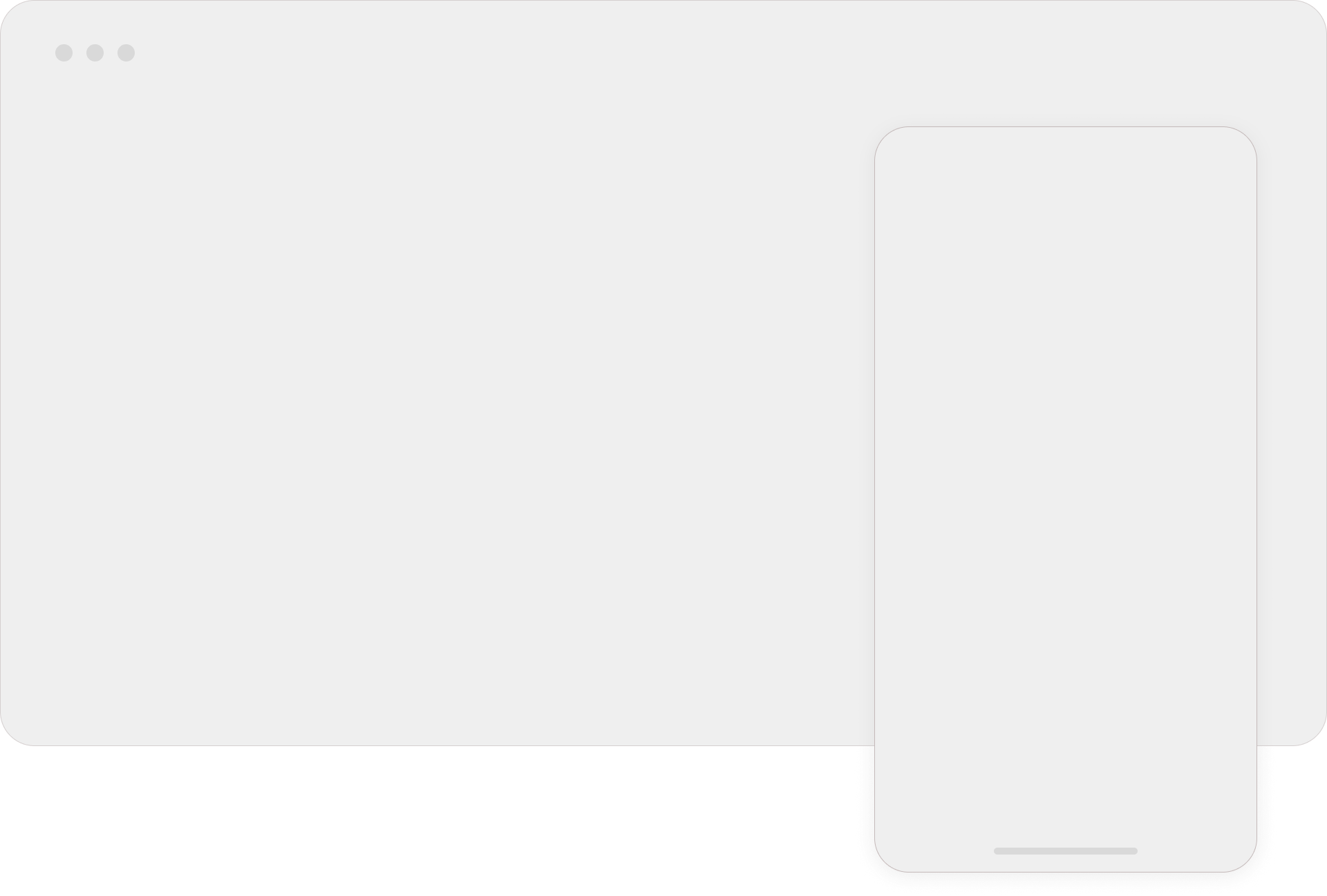Laptop and smartphone, both blank, light grey.