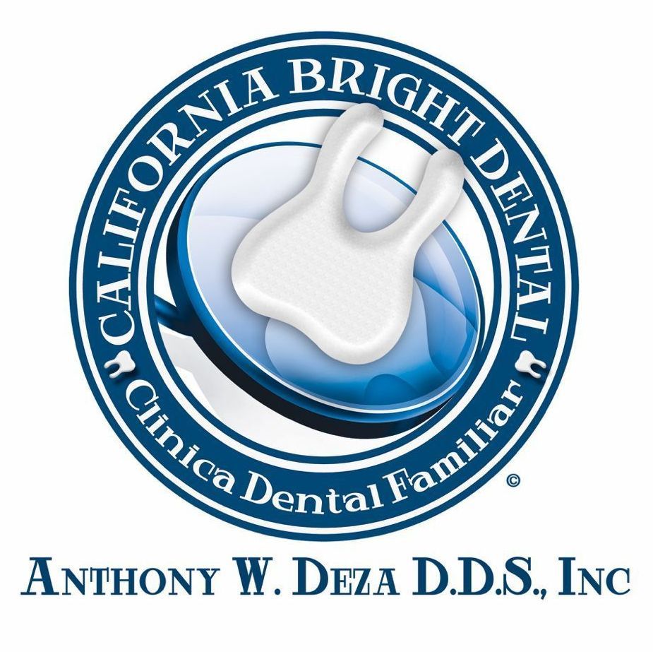 Logo for California Bright Dental: white tooth on blue background, surrounded by circular text.
