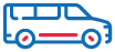 Blue minivan with red accents.