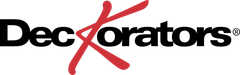 Decorators logo in black text with a red stylized “X” crossing the word