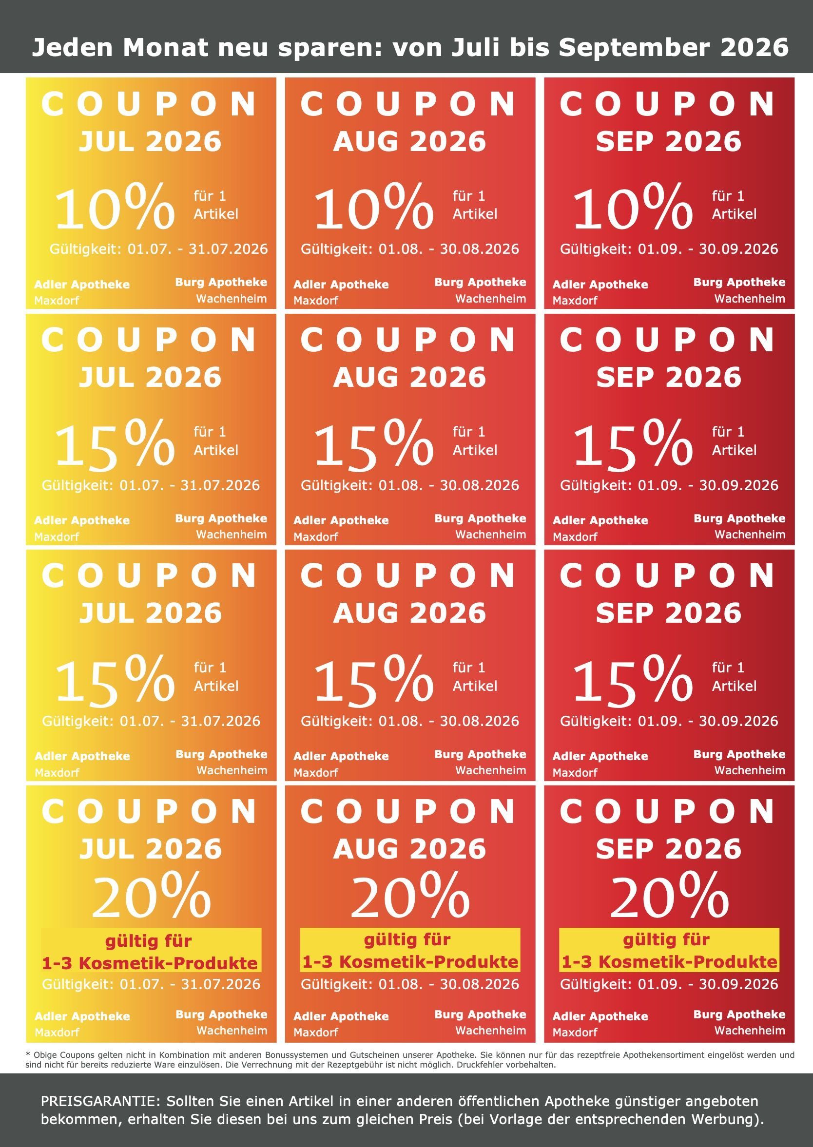 Ein Poster mit einem Haufen Coupons darauf