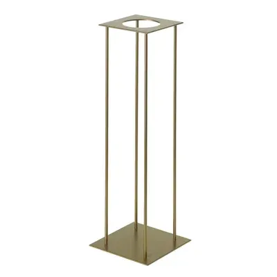 A metal stand with a hole in the middle on a white background.
