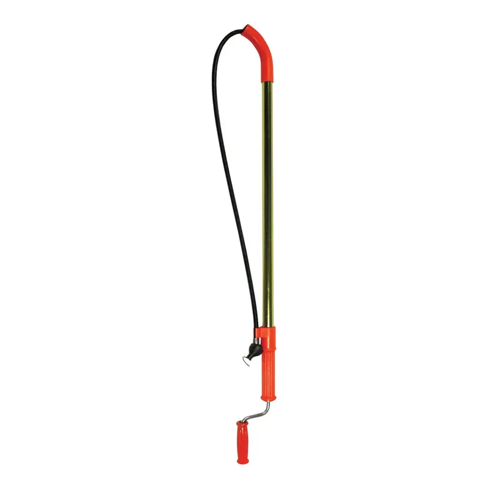 A toilet plunger with a red handle on a white background.