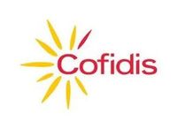Logo Cofidis con testo rosso e raggi di sole gialli