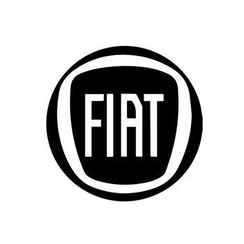 Logo FIAT in bianco e nero all'interno di un emblema circolare.