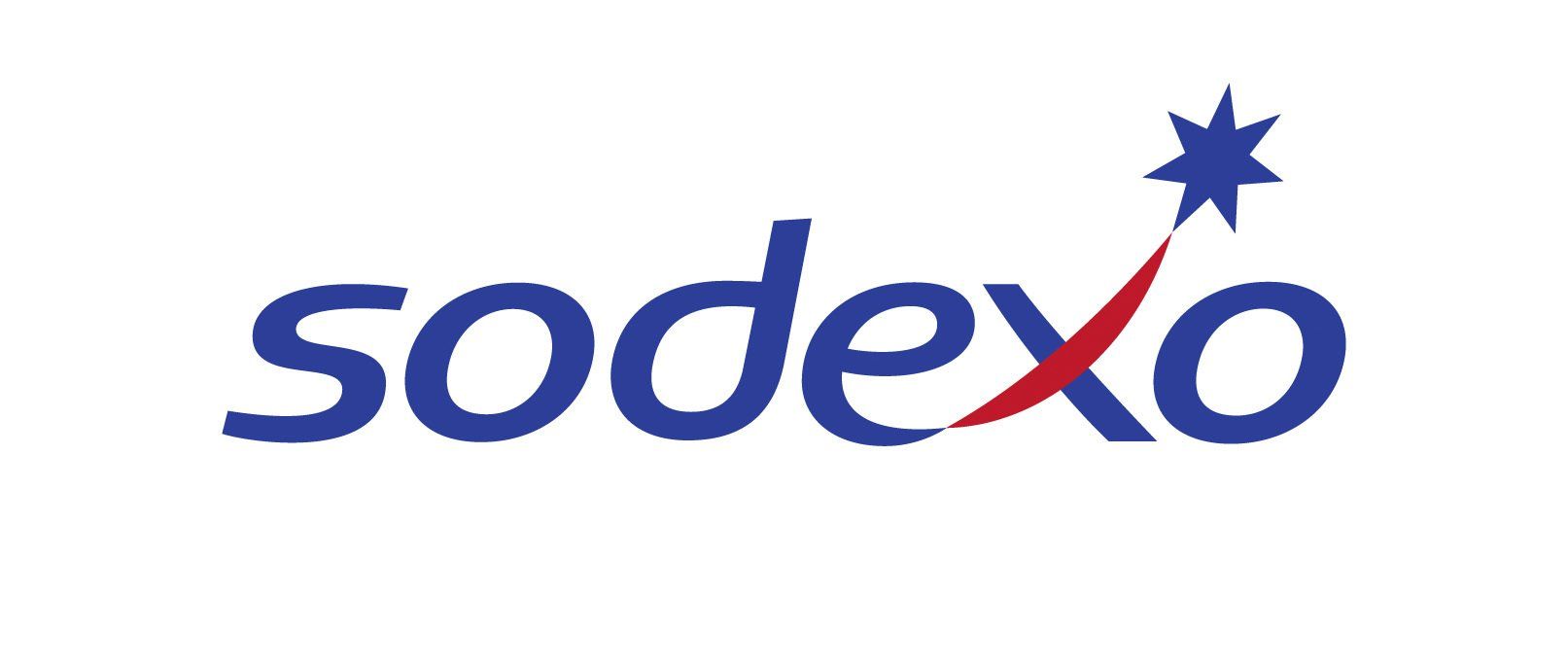 Le logo sodexo est bleu et rouge avec une étoile au milieu.
