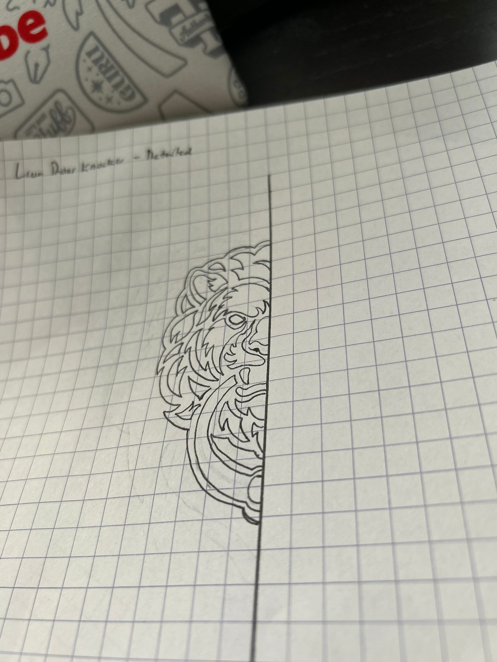 lion mouth door knocker sketch.