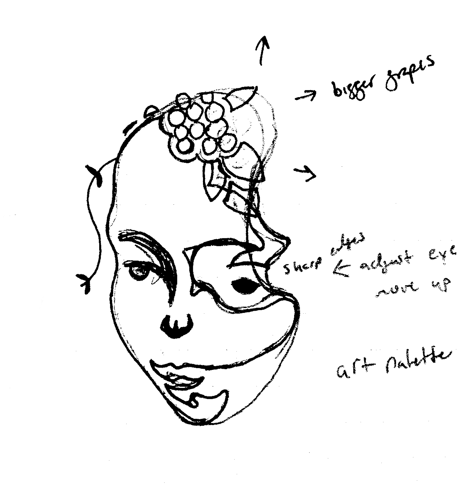 Logo sketch of a face.