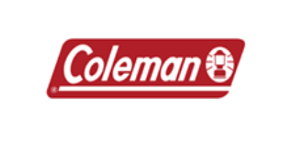 The red Coleman logo featuring white text and a small lantern icon on a slanted rectangular background.