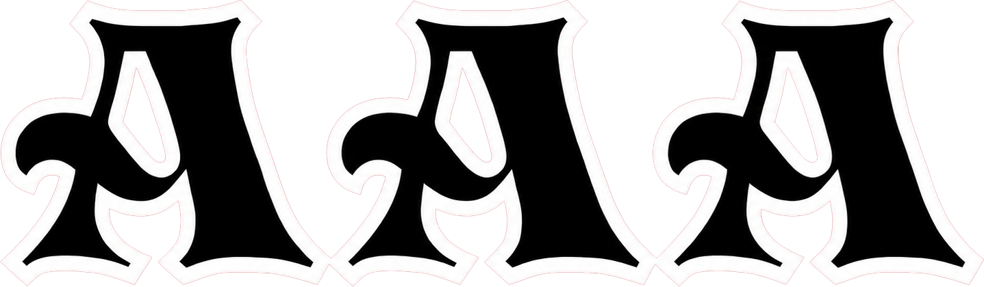 Black stylized letters “A A A” on a white background