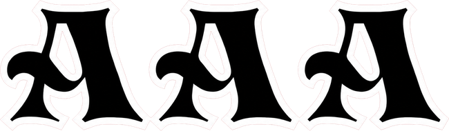 Stylized black decorative letters “A A A” on a white background