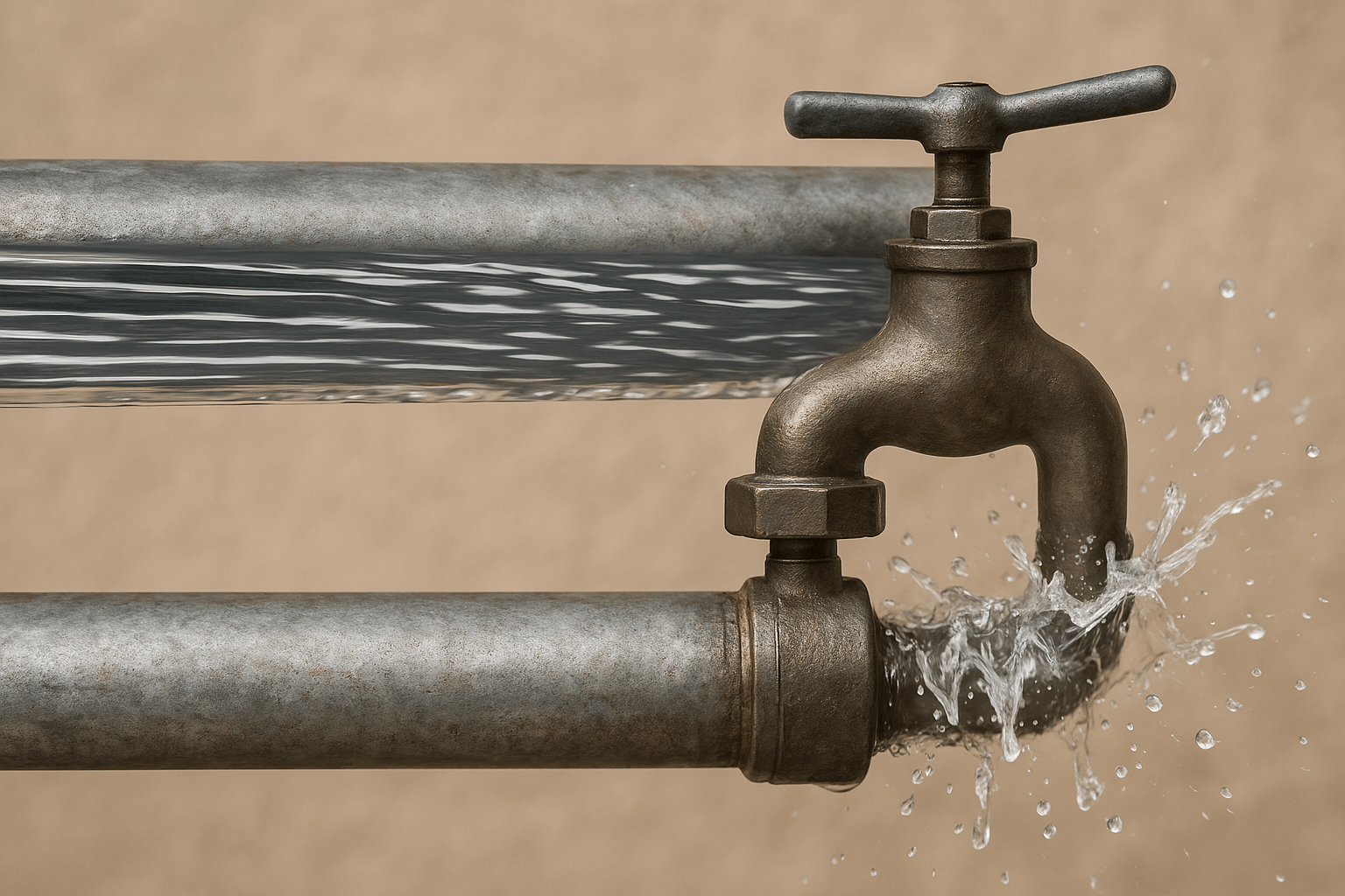 Water hammer pipe with tap