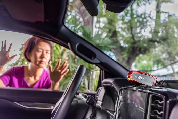 A woman forgot her key inside a locked car. 