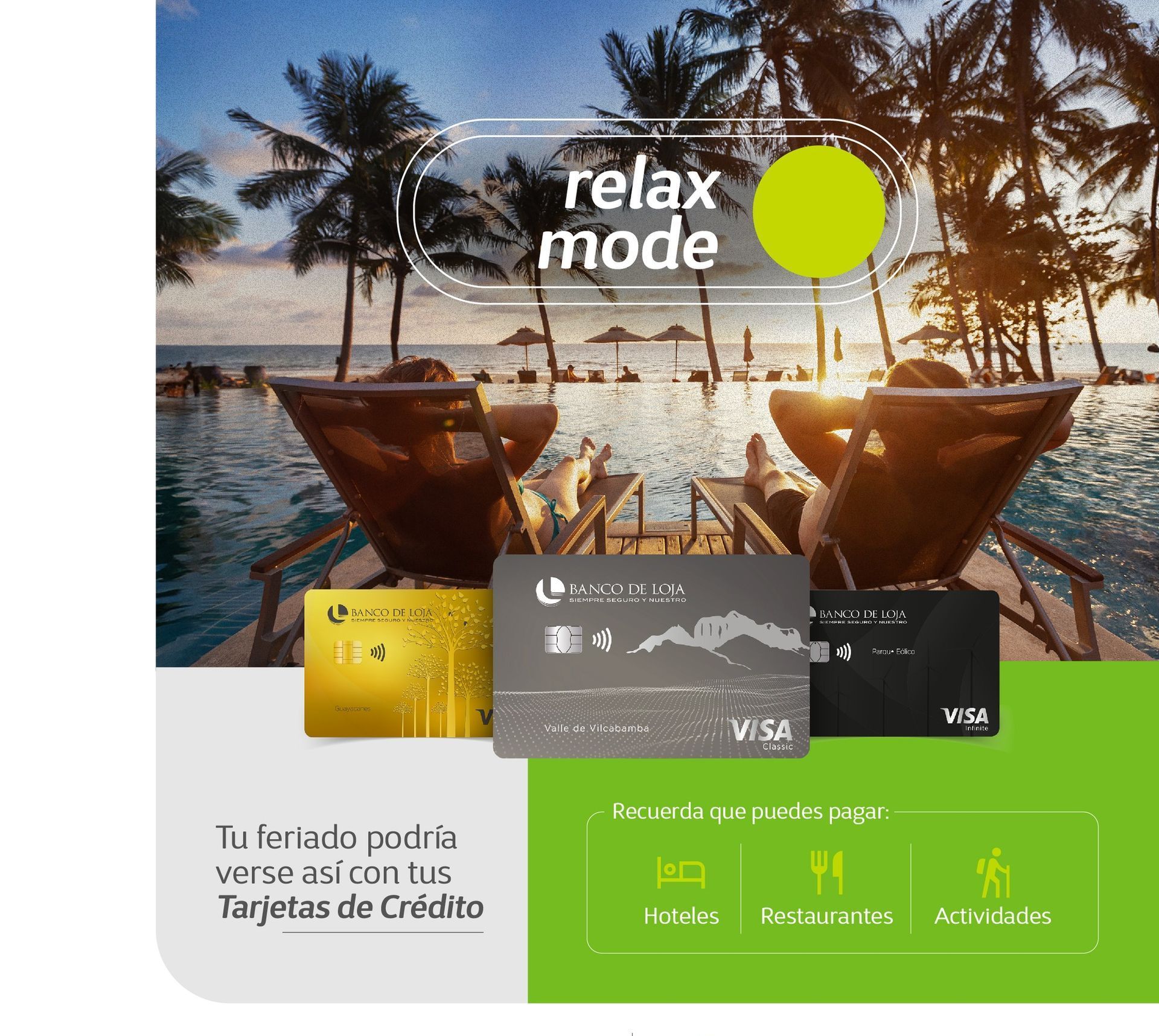 Un anuncio de una tarjeta Visa que dice modo relax.