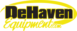 DeHaven Equipment.com logo in black and yellow with an oval swoosh