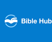 The blue Bible Hub logo features a stylized white open book inside a circle, with the text