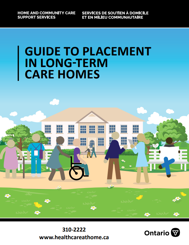The cover of a guide to placement in long-term care homes