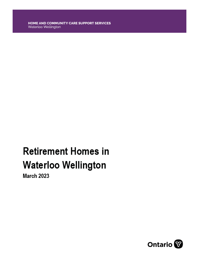 A white paper with a purple border and the words `` retirement homes in waterloo wellington '' on it.