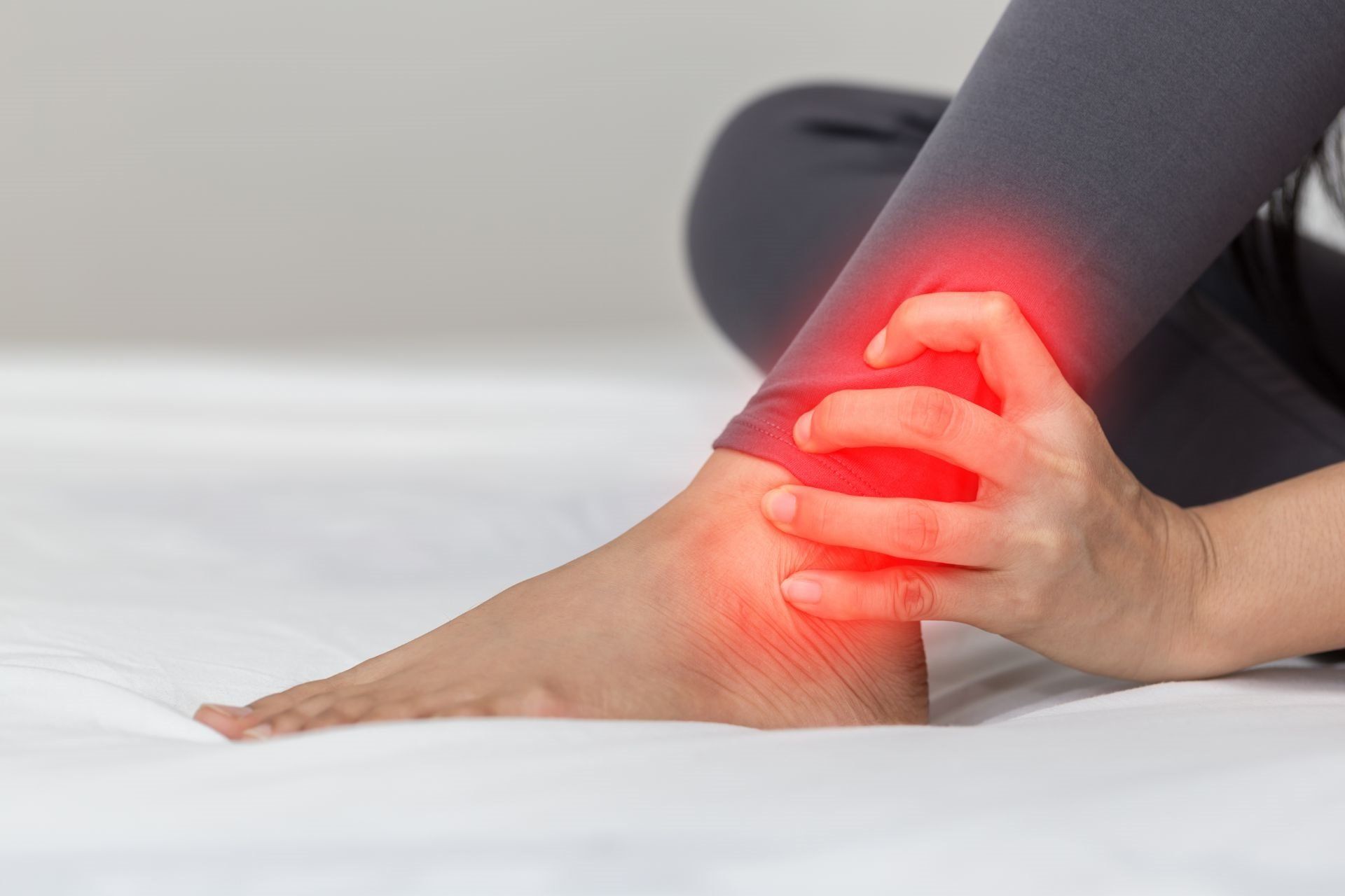 Foot held in pain