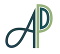 Logo AP stilizzato nei colori verde acqua e verde oliva su sfondo bianco.