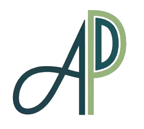 Logo AP stilizzato nei colori verde acqua e verde oliva su sfondo bianco.